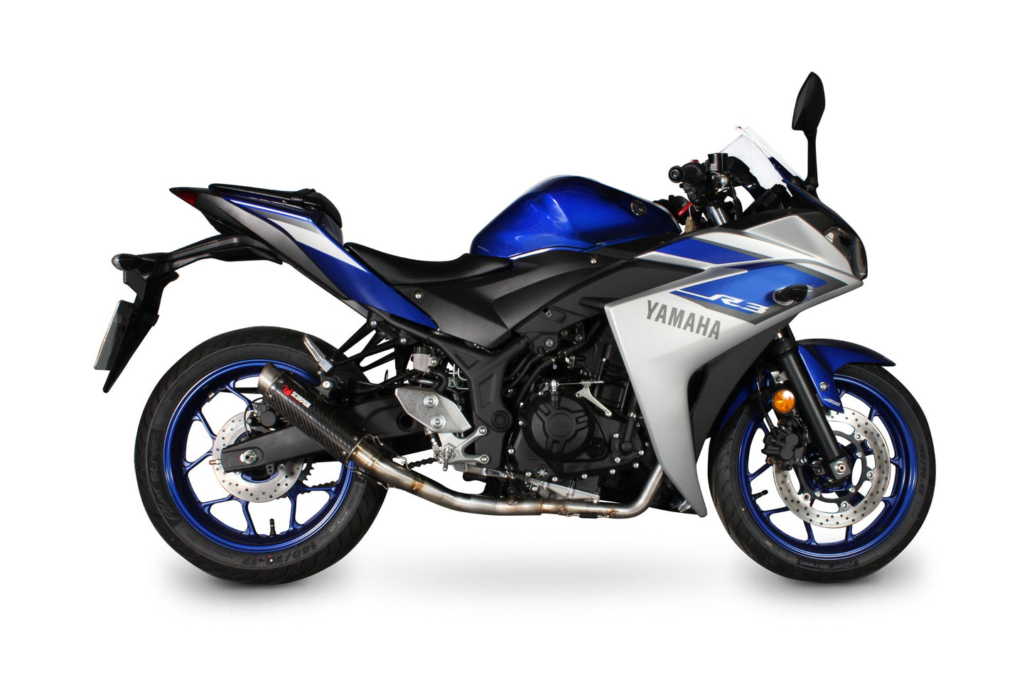 Yamaha YZF-R25, 2014-19 / YZF-R3, 2015-Current RP1-GP Full System - Carbon Fibre Sleeve - Scorpion Exhaust