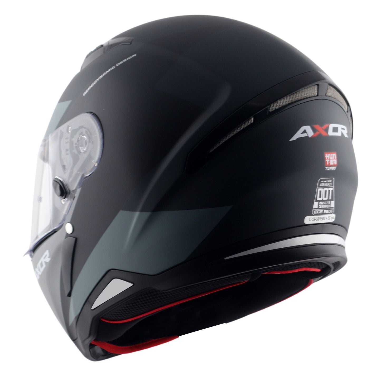 Axor Hunter SH890 Full Face Motorcycle Helmet Black Grey Matt FREE Smoked Visor