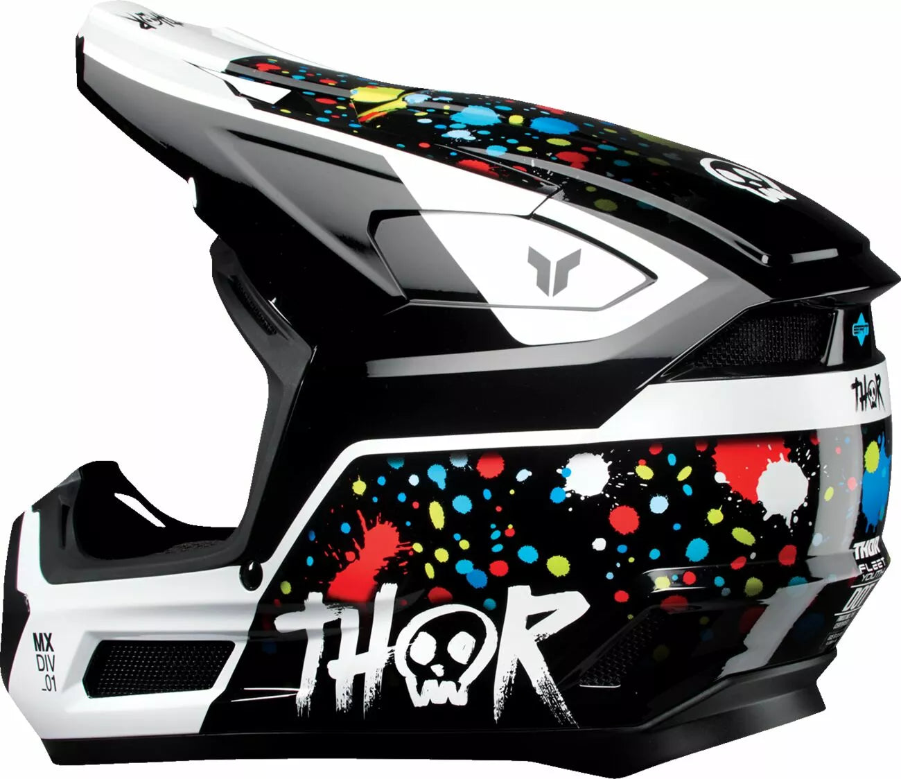 THOR Fleet Splat Helmet NEW 2025 Motocross Helmet YOUTH BLACK SPLAT