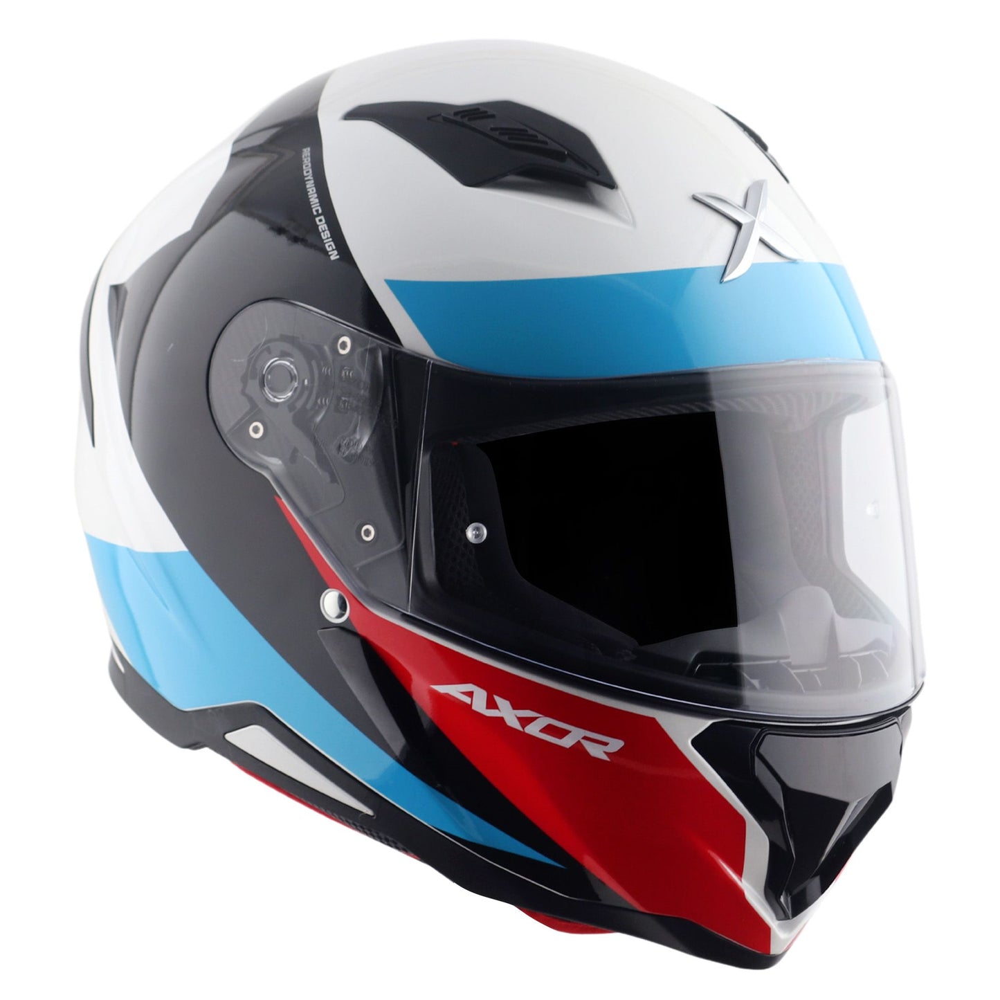 Axor Hunter SH890 Full Face Motorcycle Helmet White Red Gloss FREE Smoked Visor