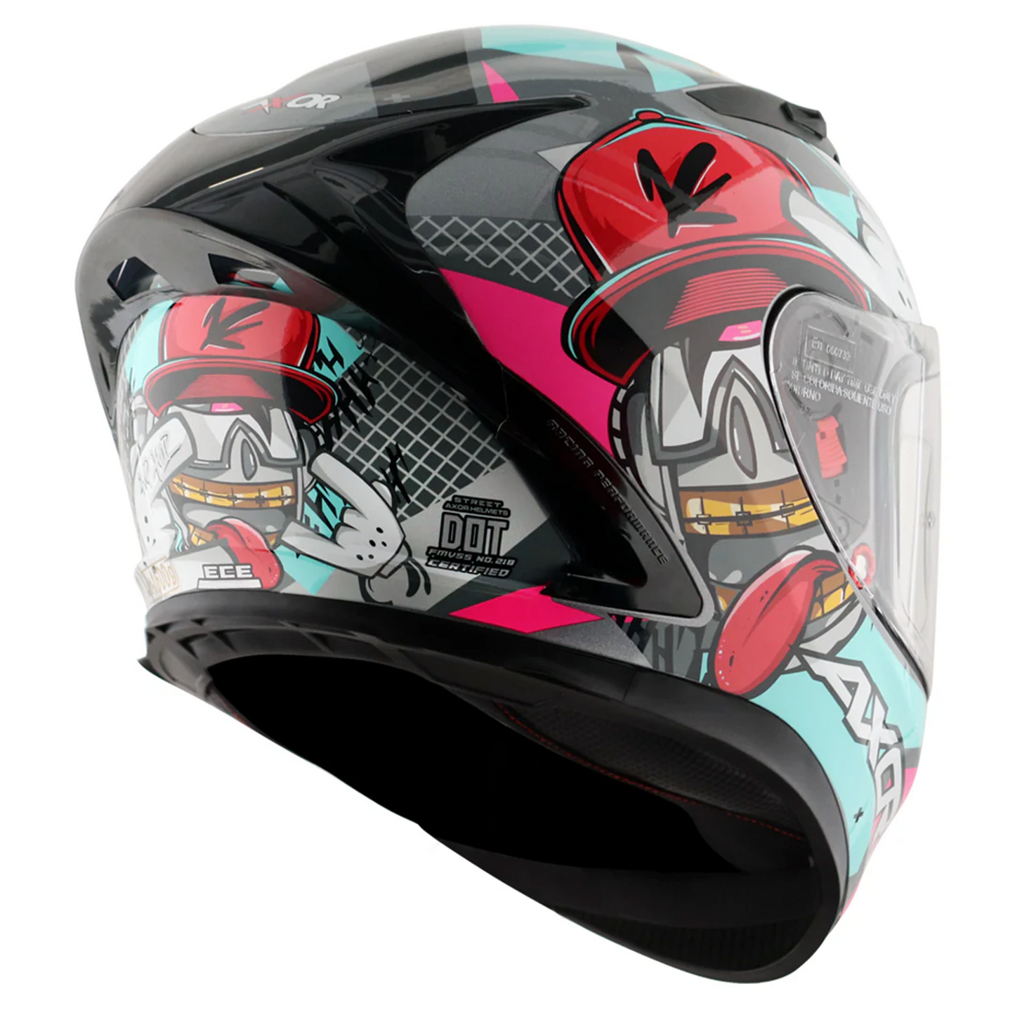 Axor Street Full Face Motorcycle Helmet Grey Mint Gloss FREE Visor & Pinlock