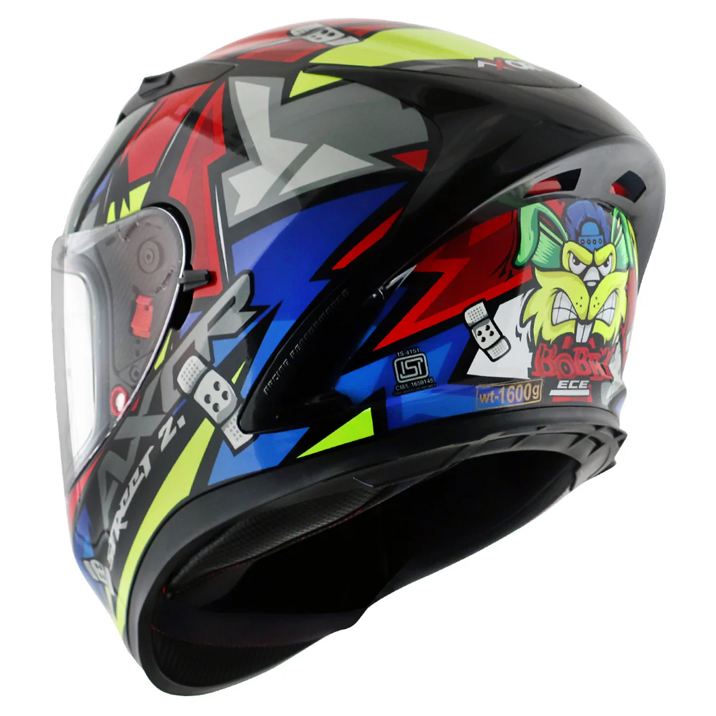 Axor Street Full Face Motorcycle Helmet Black Red Gloss FREE Visor & Pinlock