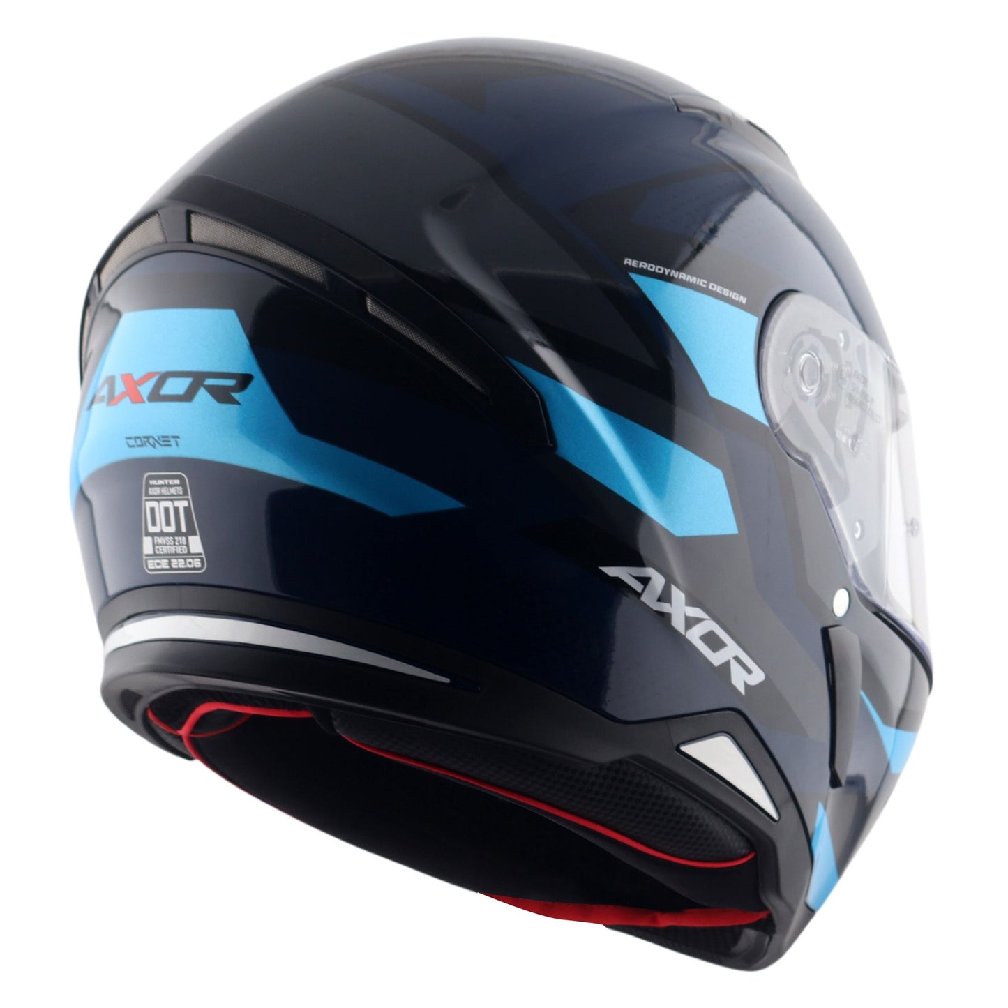 Axor Hunter SH890 Full Face Motorcycle Helmet Black Blue Gloss FREE Smoked Visor