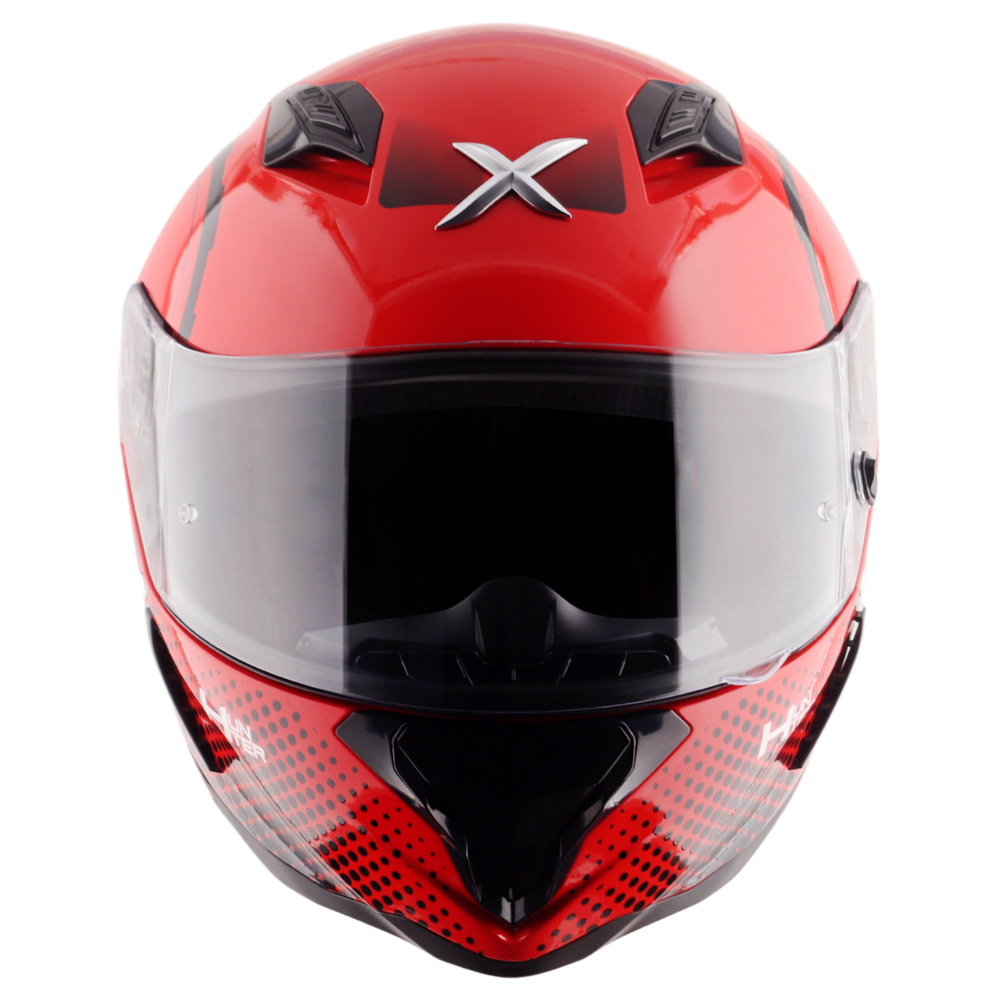 Axor Hunter SH890 Full Face Motorcycle Helmet Red Gloss FREE Smoked Visor