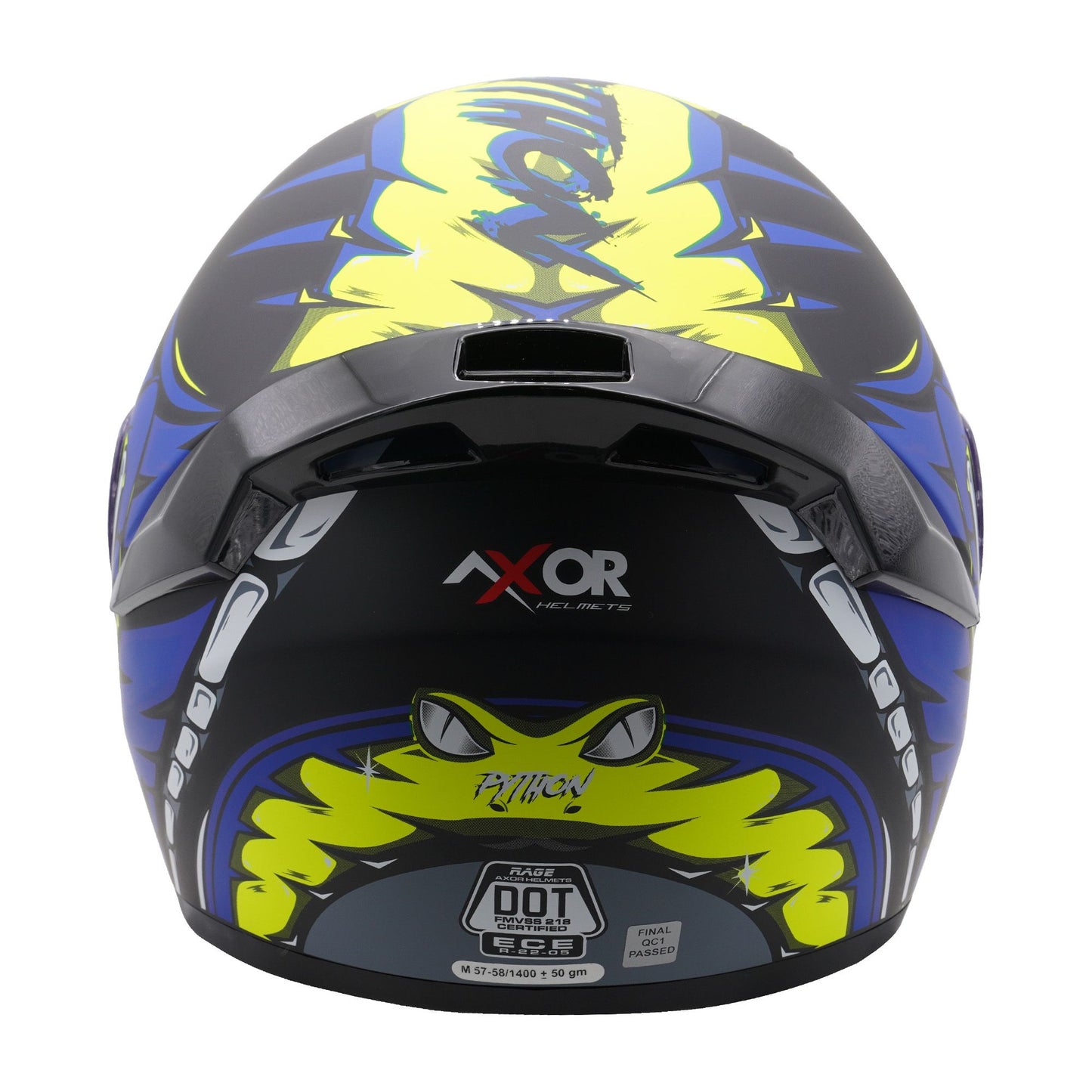 Axor Helmet Rage Full Face Motorcycle Helmet Python Blue Yellow Black Matt
