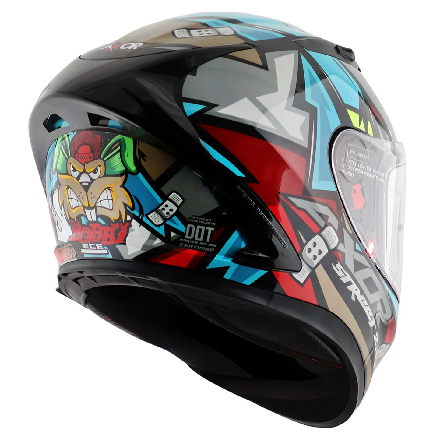 Axor Street Full Face Motorcycle Helmet Black Blue Gloss FREE Visor & Pinlock