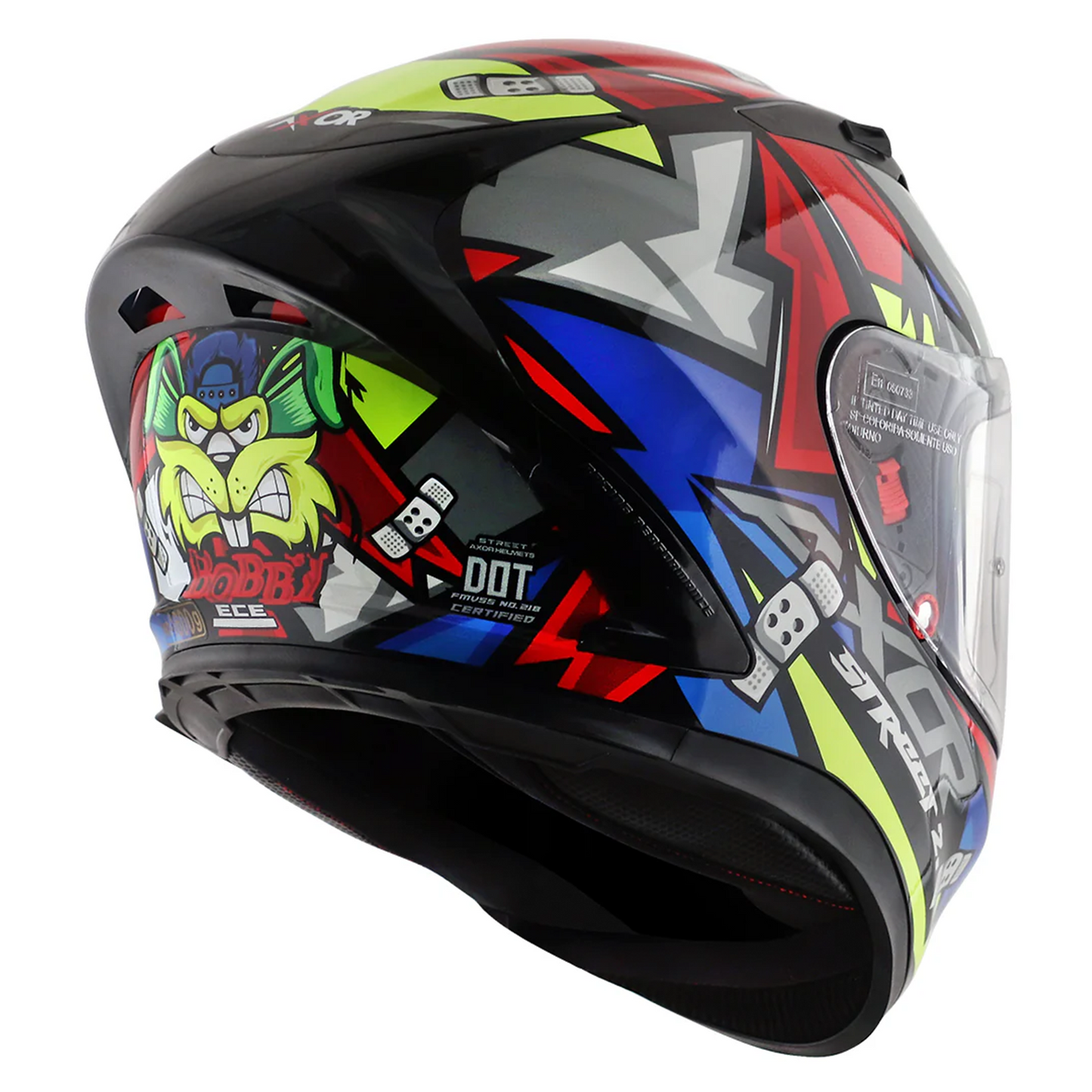 Axor Street Full Face Motorcycle Helmet Black Red Gloss FREE Visor & Pinlock