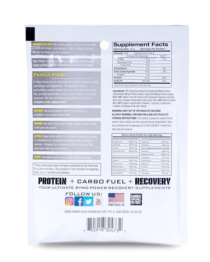 Vanilla Protein Single Serving - RYNO POWER