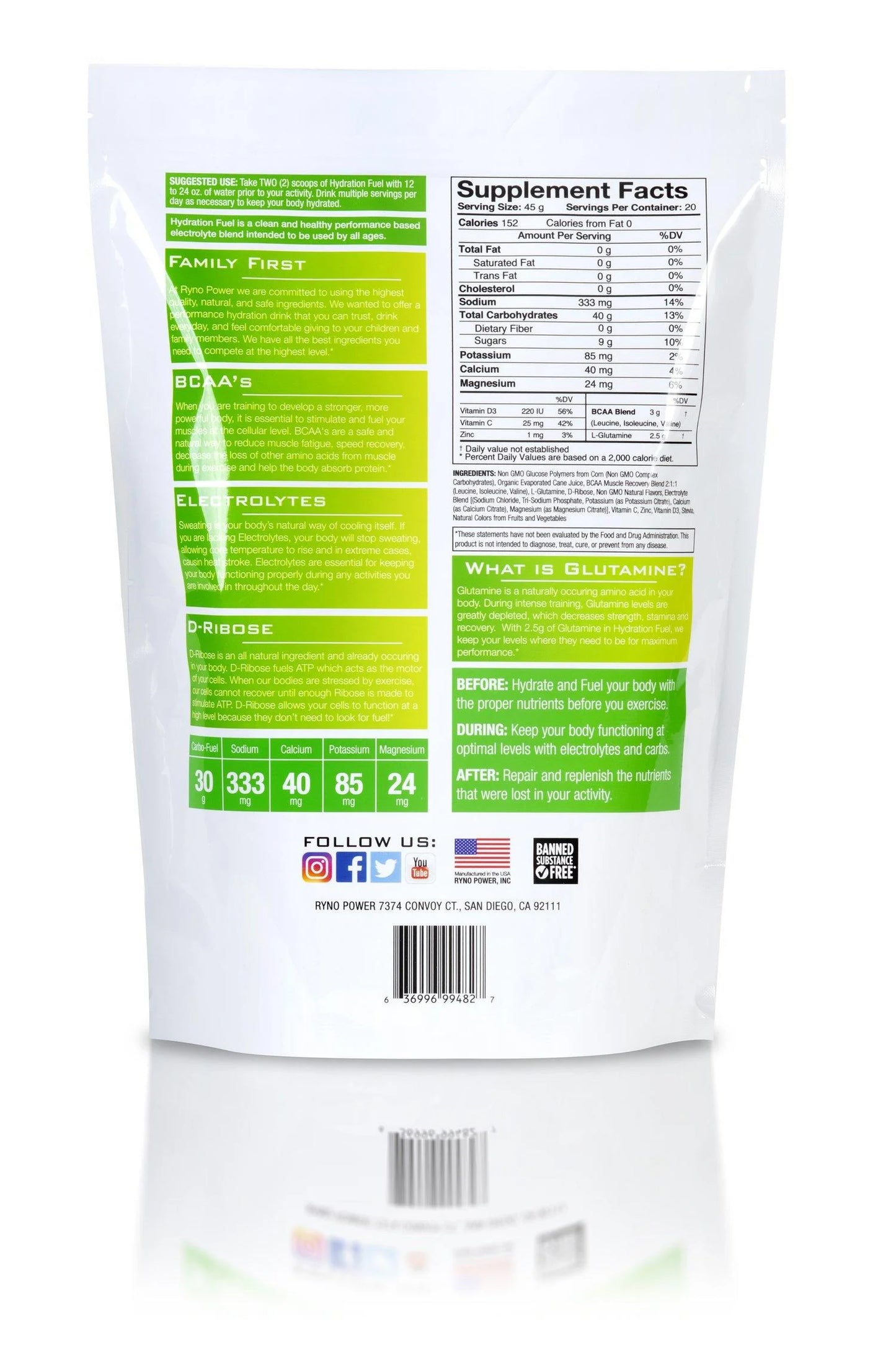 Hydration Fuel 2LB - Lemon Lime - RYNO POWER