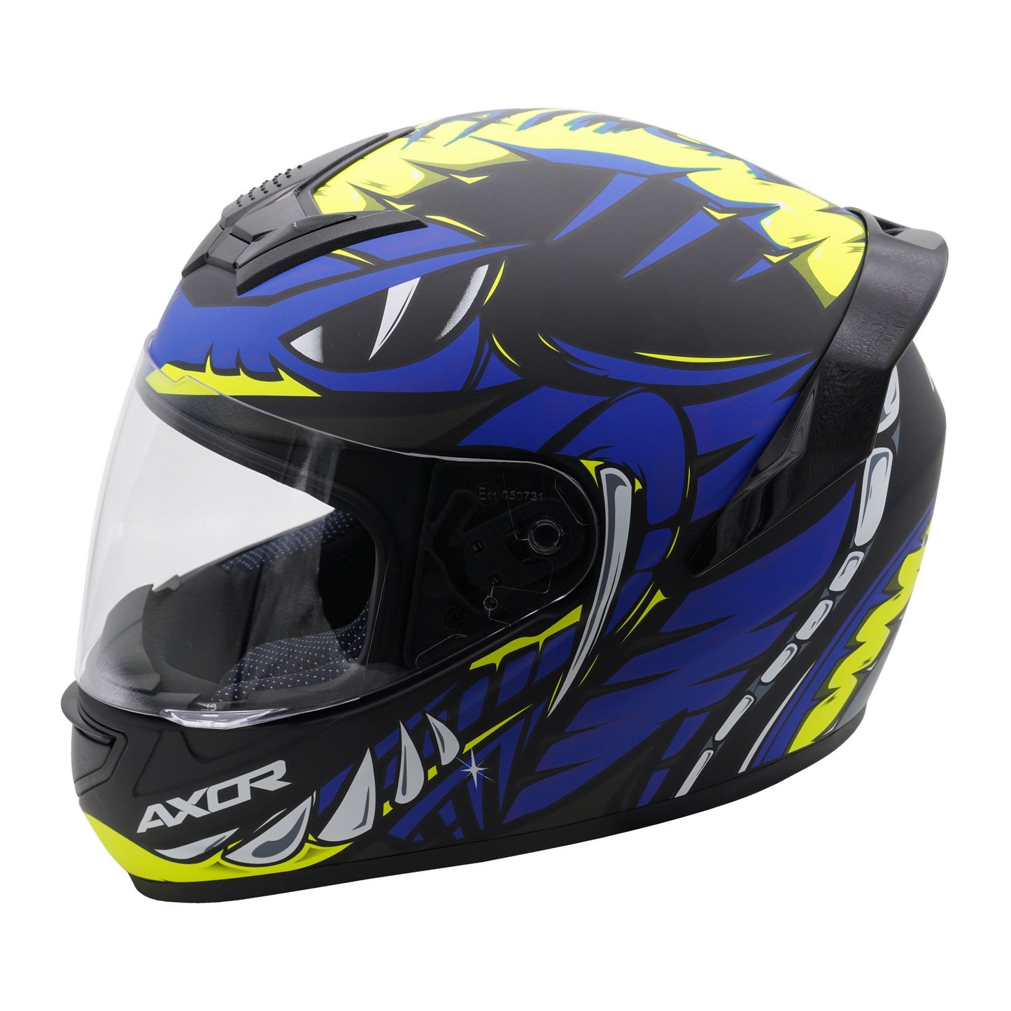 Axor Helmet Rage Full Face Motorcycle Helmet Python Blue Yellow Black Matt