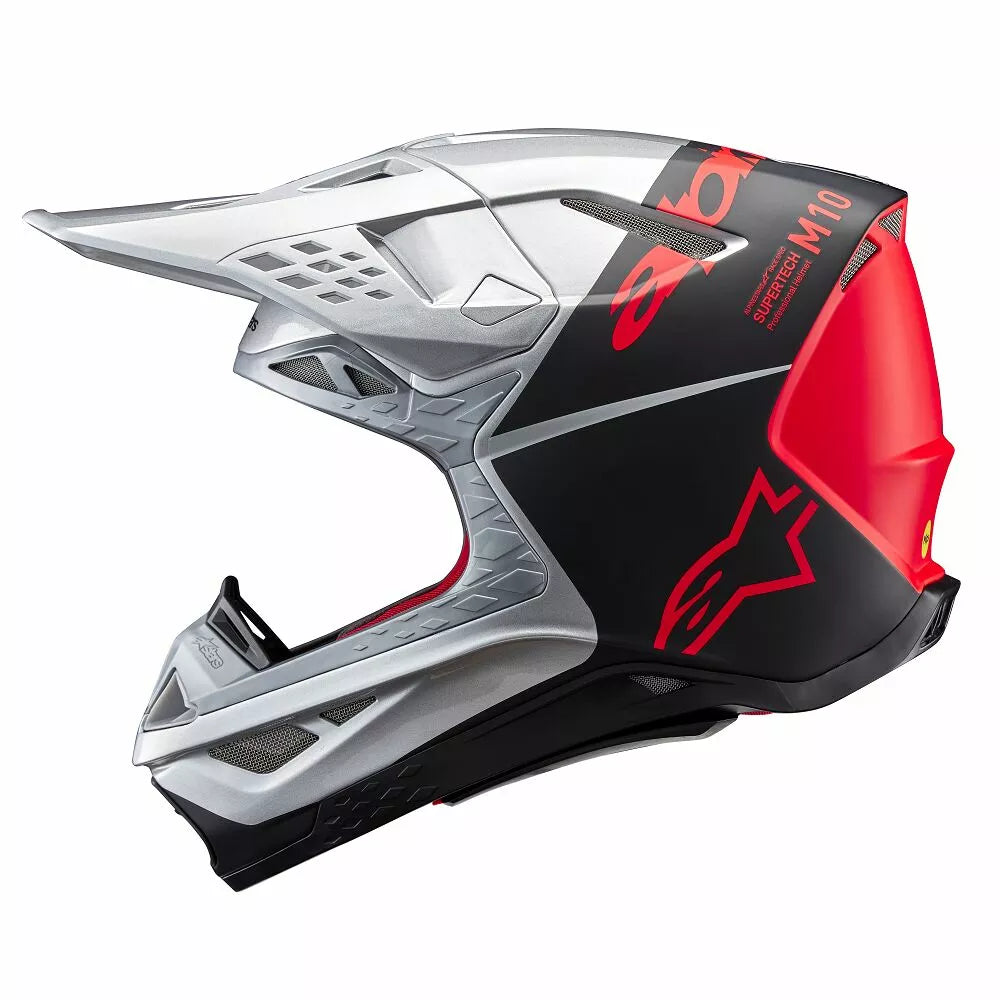 Alpinestars Supertech M10 Flood Helmet Gloss Silver Black Red Adult