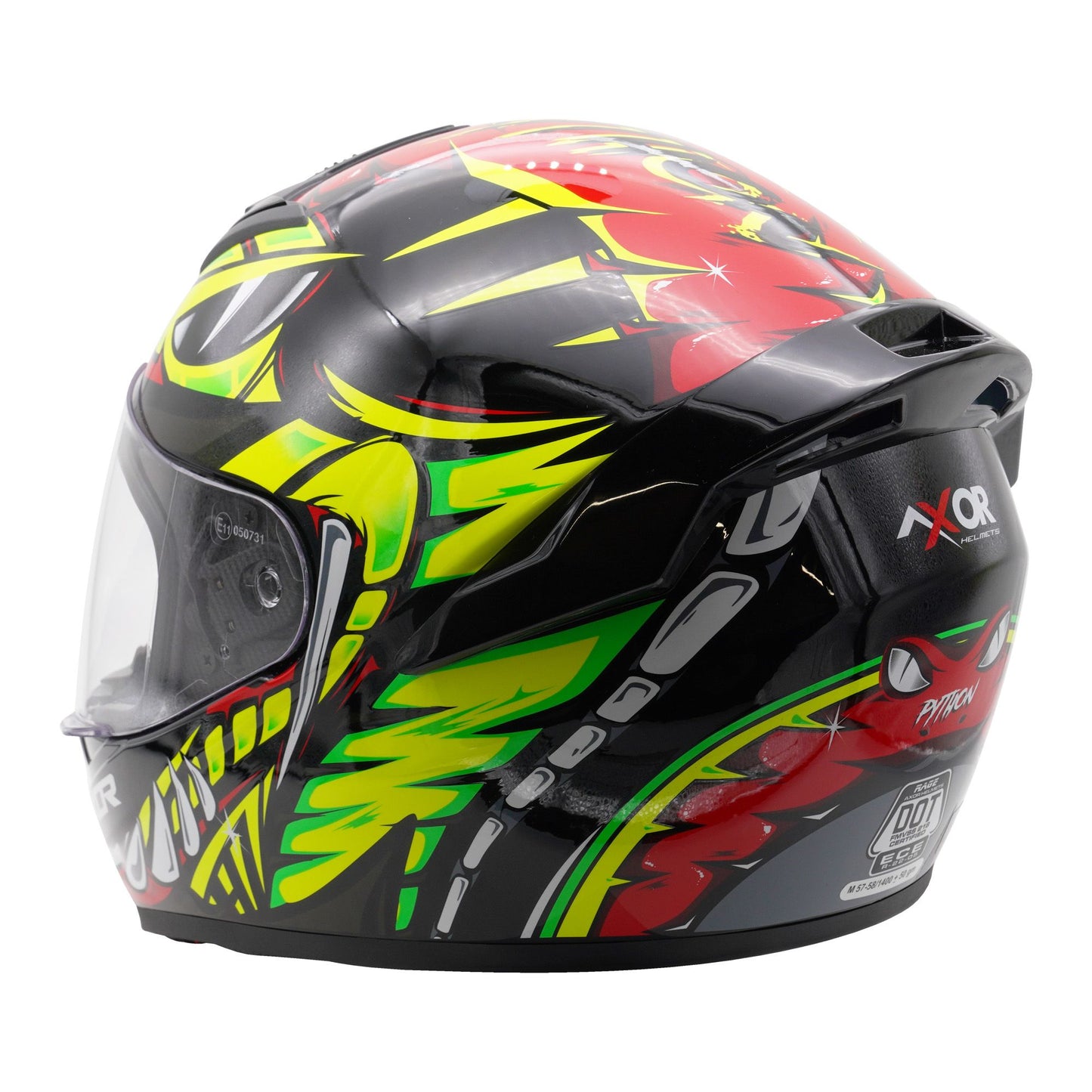 Axor Helmet Rage Full Face Motorcycle Helmet Python Red Yellow Black Gloss