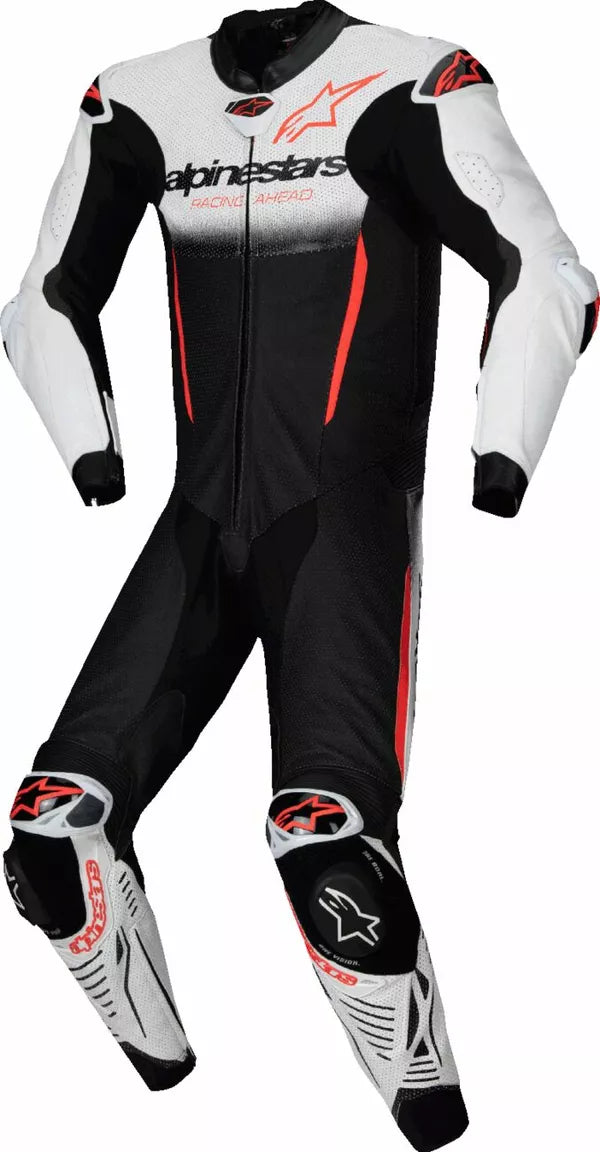 Alpinestars GP-R7 One Piece Leather Suit Black / White / Fluo Red