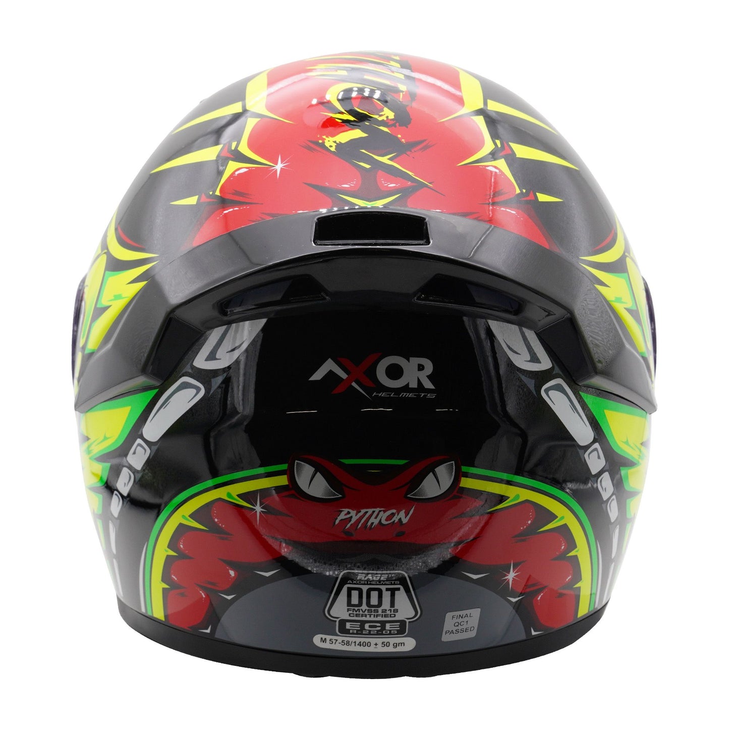 Axor Helmet Rage Full Face Motorcycle Helmet Python Red Yellow Black Gloss