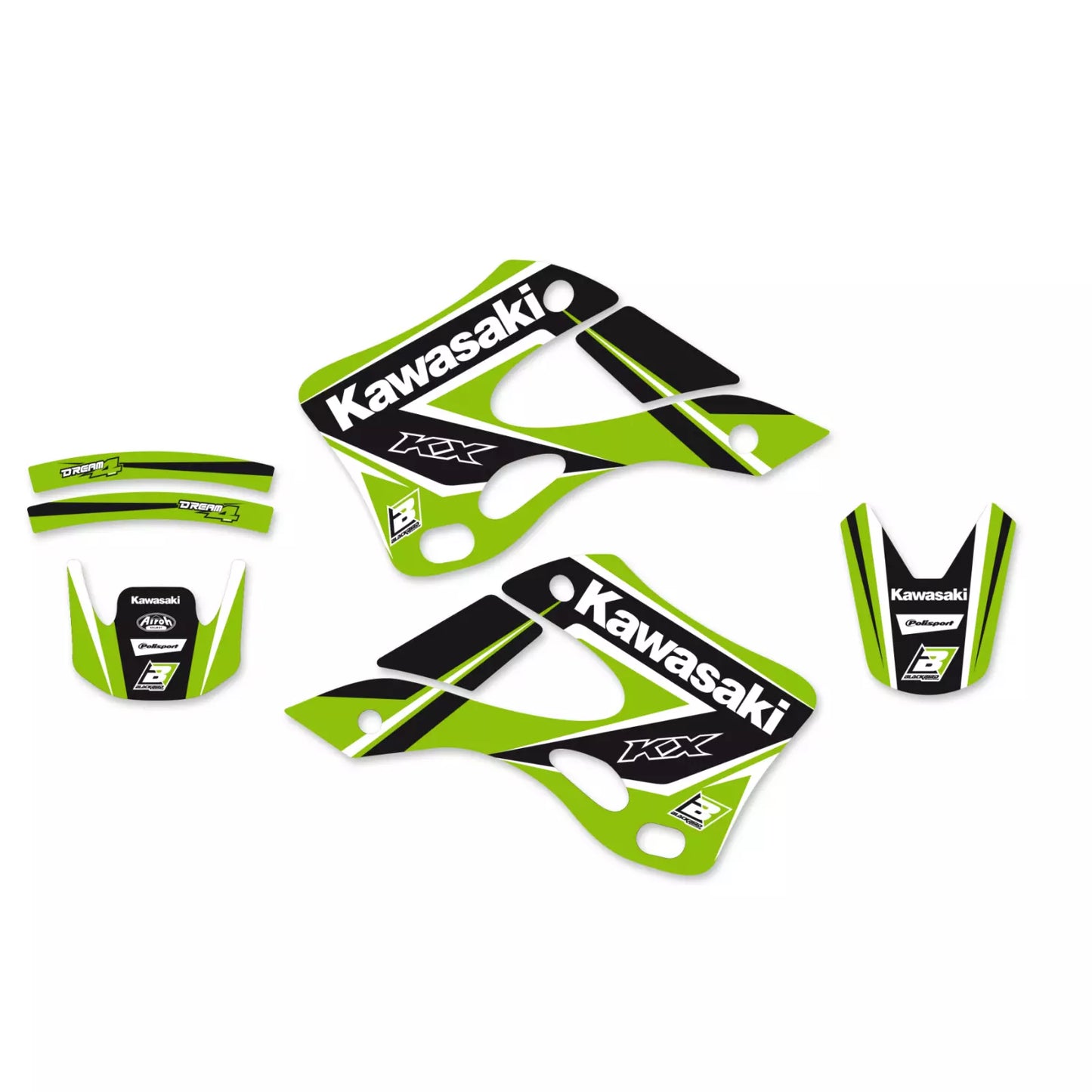 Kawasaki KX 250 Graphic 99 00 01 02 Blackbird Dream 4 Graphics Sticker Kit 2409N