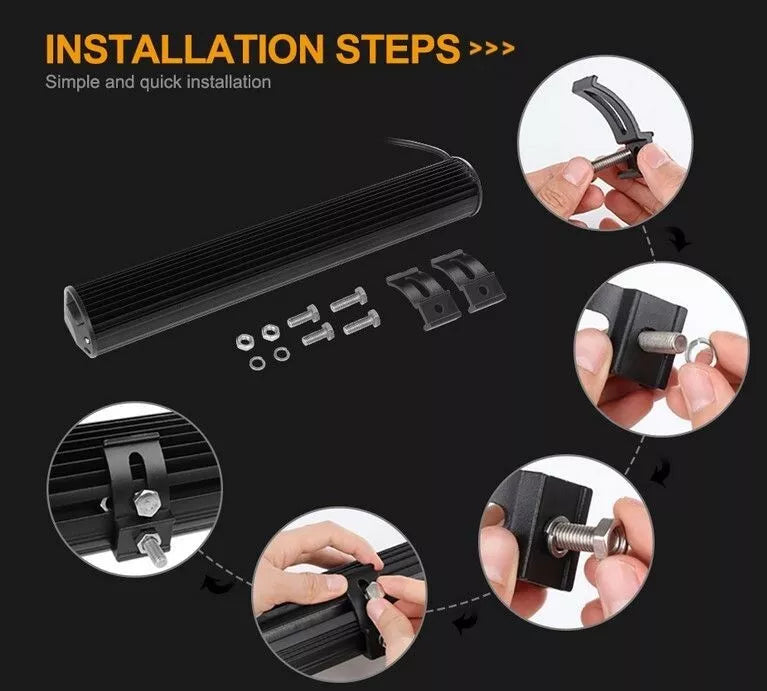226mm 9" 300mm 12" LED SPOT LIGHT BAR 24 LED 72W 12V 24V + WIRING KIT INCLUDED