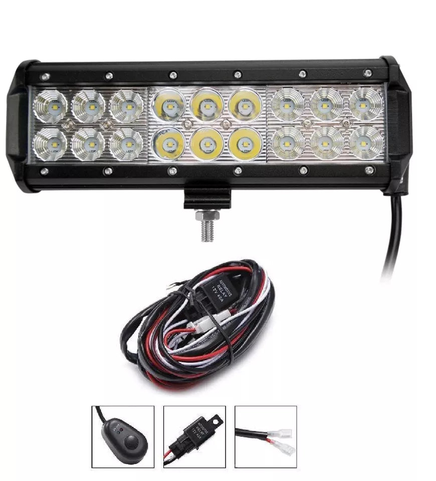 226mm 9" 300mm 12" LED SPOT LIGHT BAR 24 LED 72W 12V 24V + WIRING KIT INCLUDED