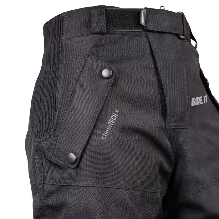 ADVENTURE WATERPROOF MOTORCYCLE PANTS / TROUSERS BIKE IT TRIPLE BLACK ULTIMATE