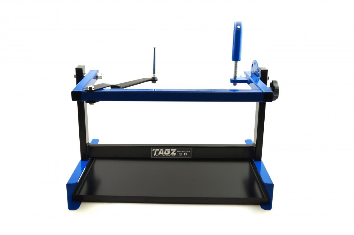 MOTORCYCLE ENGINE STAND HOLDER & PAN REBUILD BLUE BLACK ENGINE STAND
