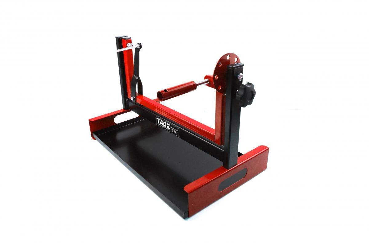 MOTORCYCLE ENGINE STAND HOLDER & PAN REBUILD RED BLACK ENGINE STAND