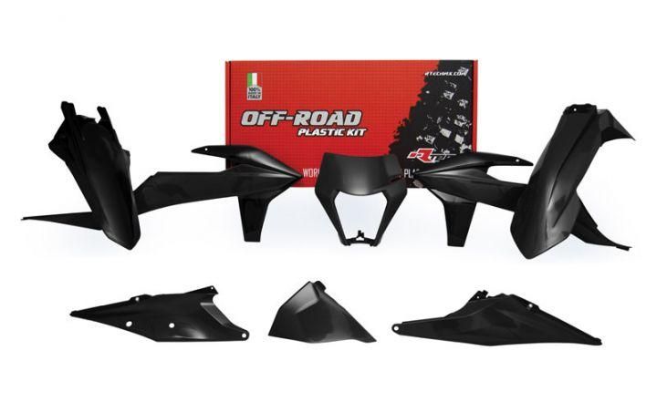 RTECH Plastic Kit KTM EXC EXC-F XC-W 125 - 500 2017 - 2023 BLACK