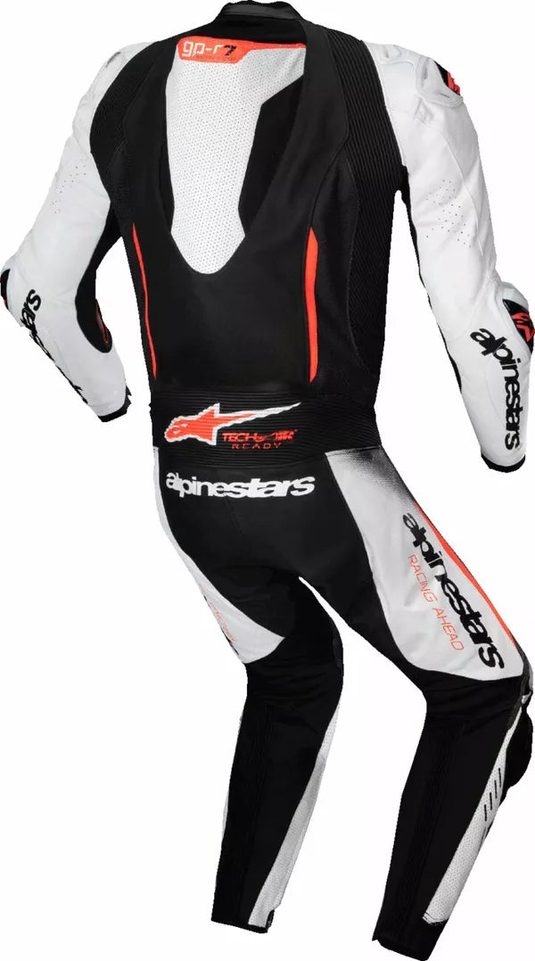Alpinestars GP-R7 One Piece Leather Suit Black / White / Fluo Red