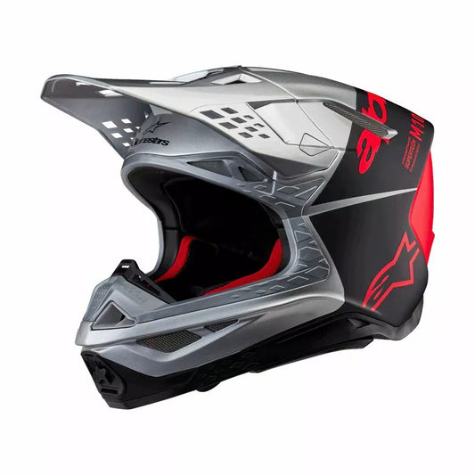 Alpinestars Supertech M10 Flood Helmet Gloss Silver Black Red Adult