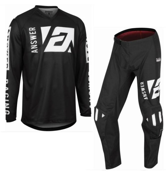 Answer Motocross Kit Syncron Jersey Pant Combo MX Off Road Black White
