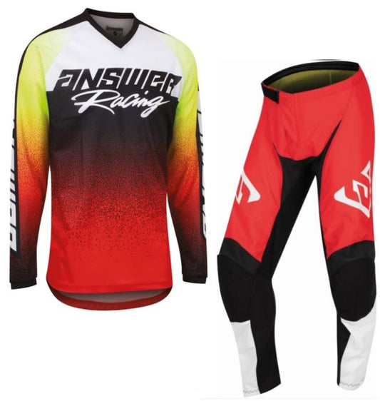 Answer Motocross Kit Syncron Jersey Pant Combo MX Off Road Red Hyper Acid