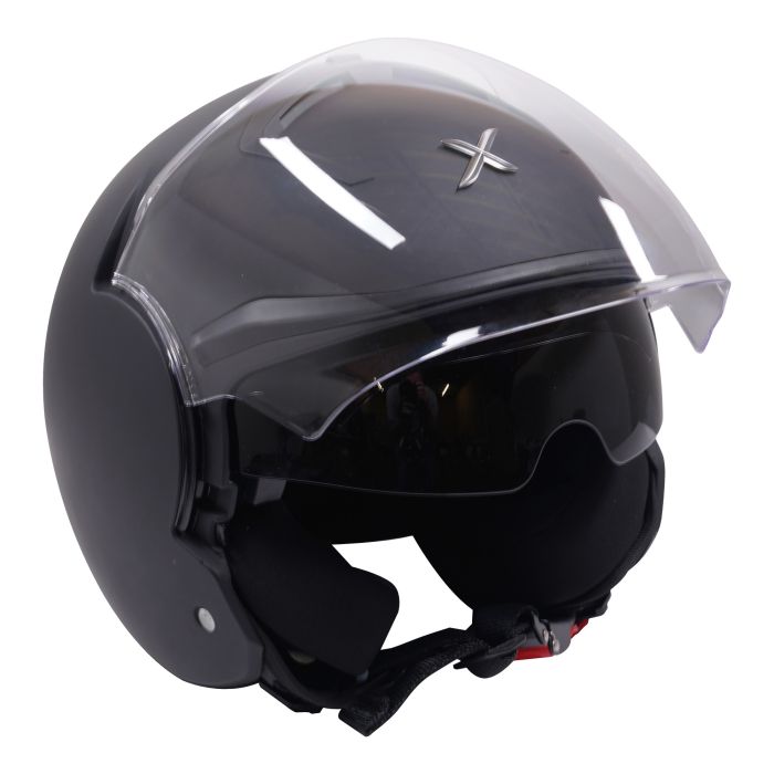 Open Face Scooter Helmet Quad ATV Motorbike Axor Striker Matt Black Full Visor