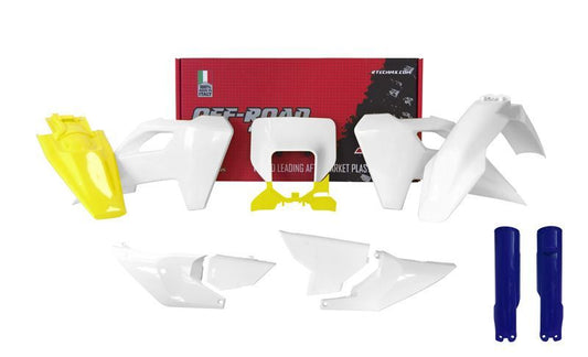PLASTIC KIT RTECH HUSQVARNA TE FE 150-500 2024 OEM WHITE / FORK GUARDS