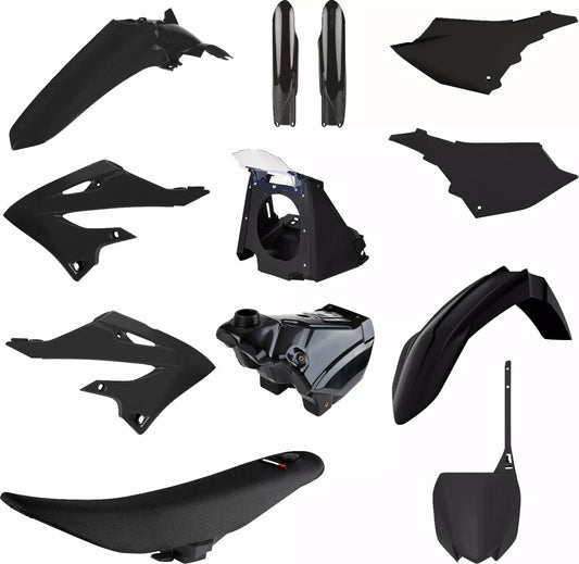 YAMAHA YZ 125 YZ 250 Restyle Plastic Kit 2002 - 2021 POLISPORT Full Kit BLACK