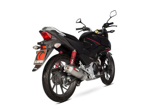 Honda CB125 F Factory Oval Full System - Polished Stainless Steel Sleeve - Scorpion Exhaust