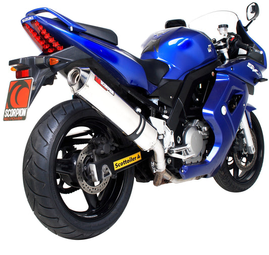 Suzuki SV650 Factory Oval Slip-on - Polished Stainless Steel Sleeve - Scorpion Exhaust