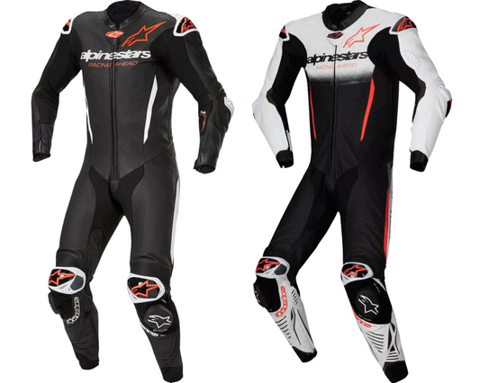 Alpinestars GP-R7 One Piece Leather Suit Black / White / Fluo Red