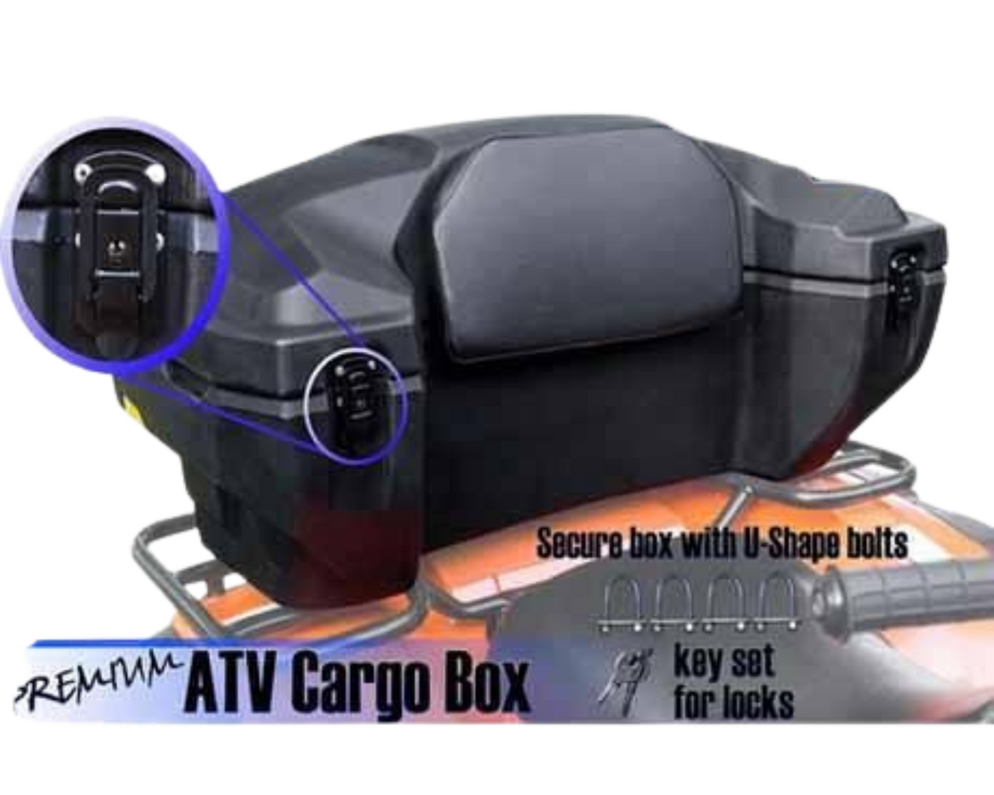 ATV CARGO BOX 81L FARM QUAD ATV SPORTS STORAGE 970 x 550 x 430mm