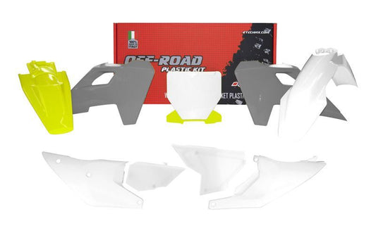 PLASTIC KIT RTECH HUSQVARNA TC125/250 TX300 FC250/350/450 FX350/450 2023-2024 WHITE GREY YELLOW