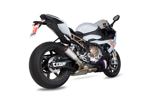 BMWS1000 RR Red Power Slip-on - Brushed Stainless Steel Sleeve - Scorpion Exhaust