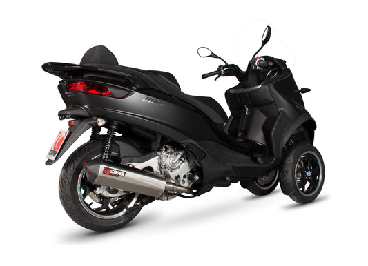 Piaggio MP3 400 / MP3 400 LT (2008-13), MP3 500 / MP3 500 LT (2008-16)Serket Parallel Slip-on - Brushed Stainless Steel Sleeve - Scorpion Exhaust
