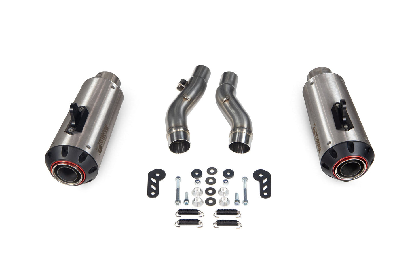 Kawasaki Z1000 SX Red Power Slip-on (Pair) - Brushed Stainless Steel Sleeve - Scorpion Exhaust