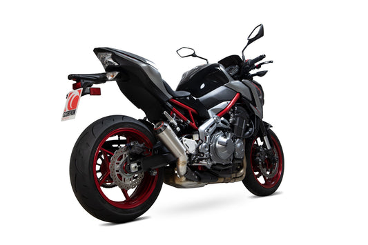 Kawasaki Z900 Red Power Slip-on - Brushed Stainless Steel Sleeve - Scorpion Exhaust