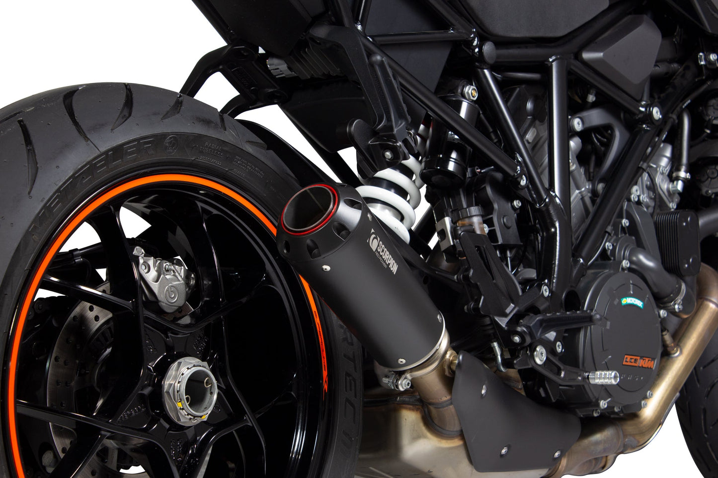 KTM1290 Superduke R 14-19, 1290 Superduke GT 16-Current Red Power Slip-on - Black Ceramic Coated Sleeve - Scorpion Exhaust