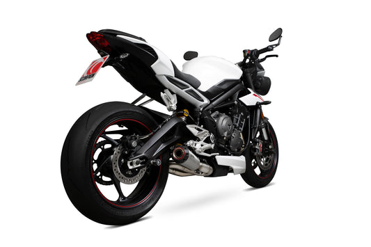 Triumph Street Triple 765 R / Street Triple 765 S / Street Triple 765 RS Red Power Slip-on - Brushed Stainless Steel Sleeve - Scorpion Exhaust