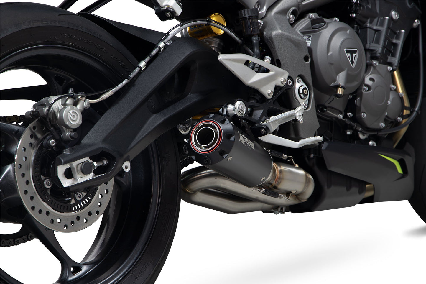 Triumph Street Triple 765 R / RS Red Power Slip-on - Black Ceramic Coated Sleeve - Scorpion Exhaust