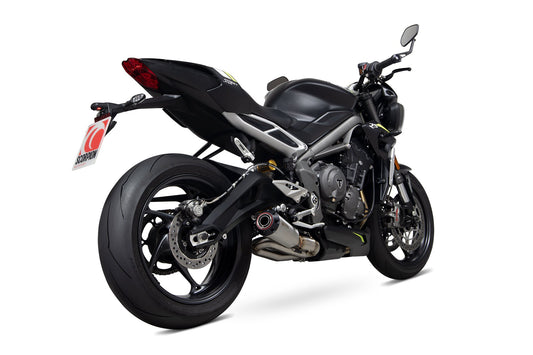 Triumph Street Triple 765 R / RS Red Power Slip-on - Brushed Stainless Steel Sleeve - Scorpion Exhaust
