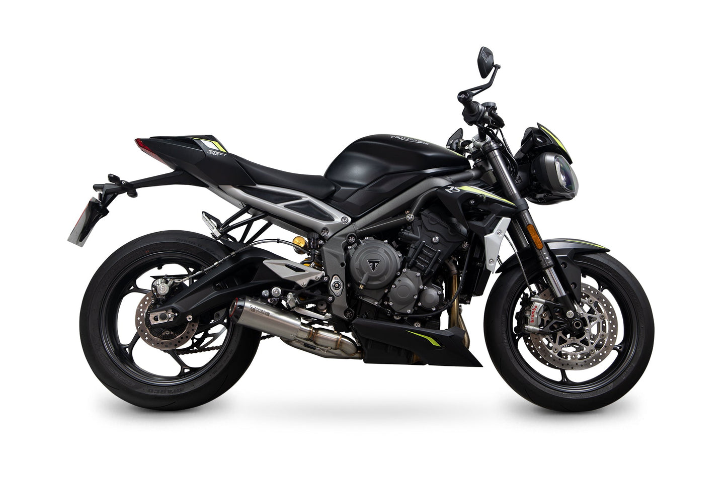 Triumph Street Triple 765 R / RS Red Power Slip-on - Brushed Stainless Steel Sleeve - Scorpion Exhaust