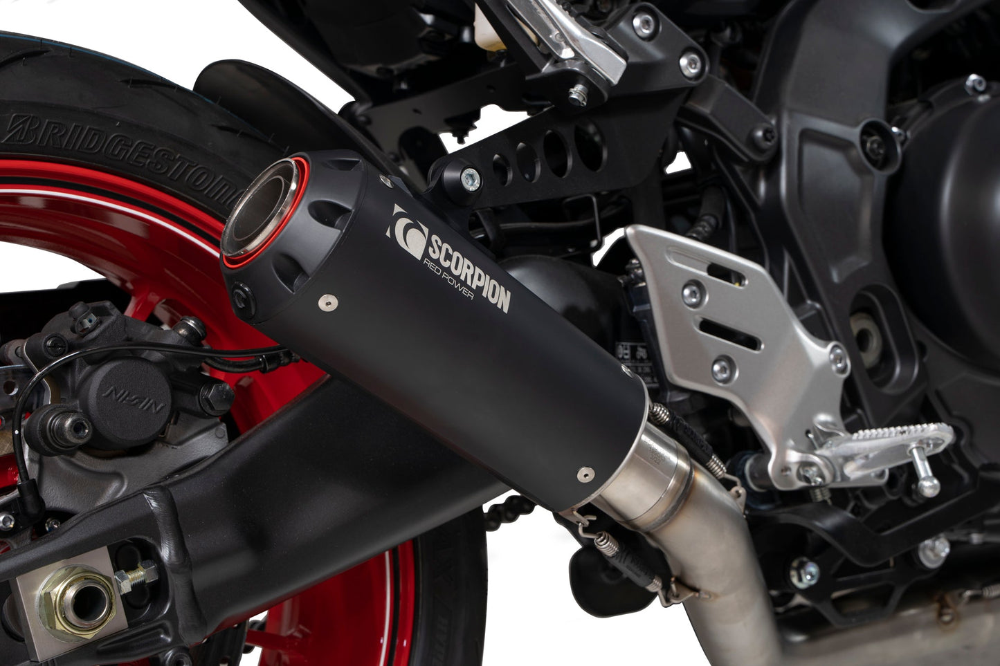 Yamaha MT-09 Red Power Full System - Black Ceramic Coated Sleeve - Scorpion Exhaust