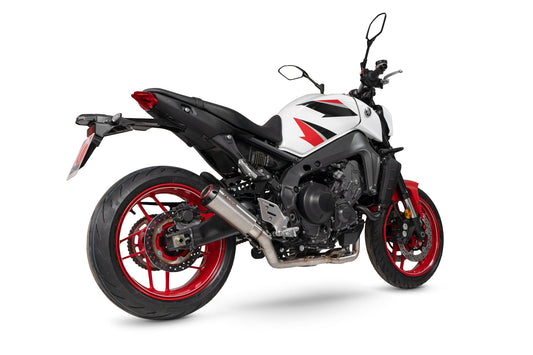 Yamaha MT-09 Red Power Full System - Brushed Stainless Steel Sleeve - Scorpion Exhaust