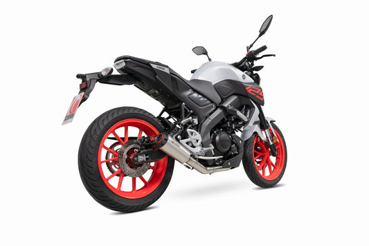Yamaha MT-125 Euro 5 Red Power Full System - Brushed Stainless Steel Sleeve - Scorpion Exhaust