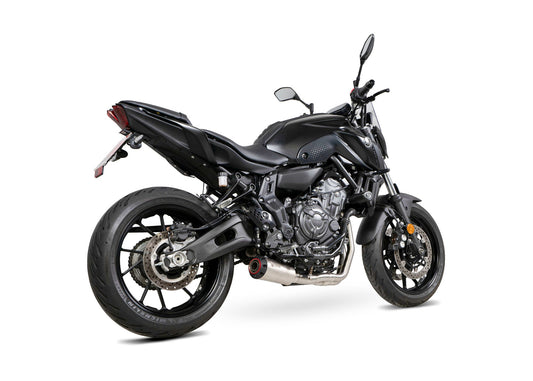 Yamaha MT-07 Red Power Full System - Brushed Stainless Steel Sleeve - Scorpion Exhaust